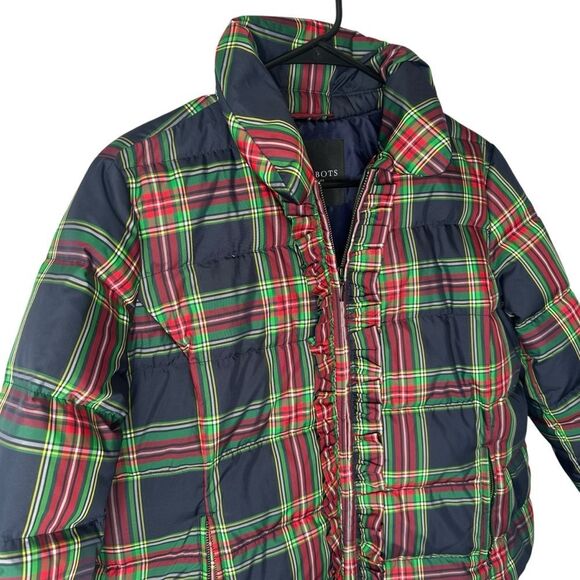 |EUC| TALBOTS Plaid Ruffle Down Fill Puffer Jacket - Picture 2 of 6